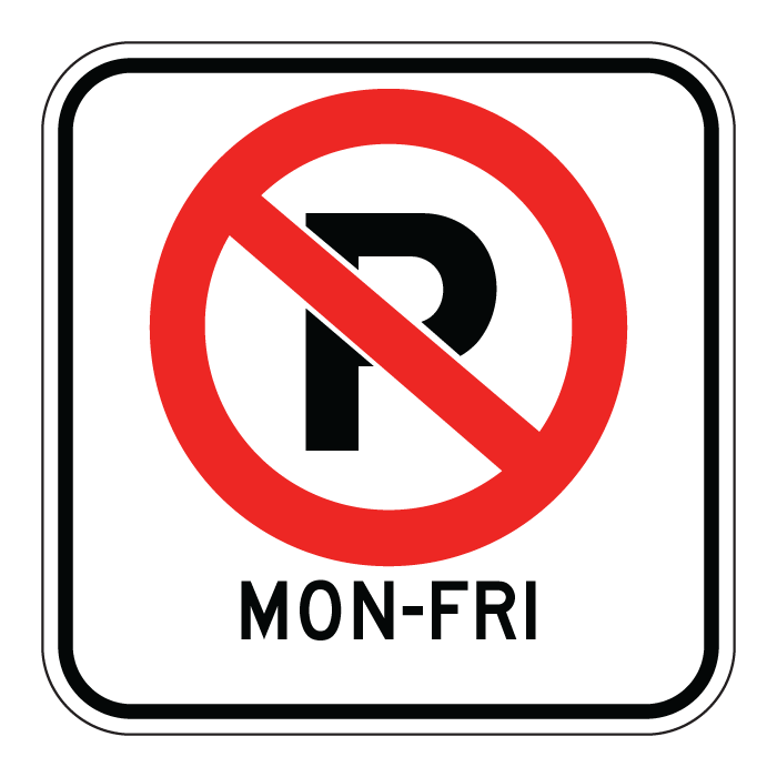 RB51A, OVERSIZED No Parking With Restrictions, 60x60cm (formerly RB151A)