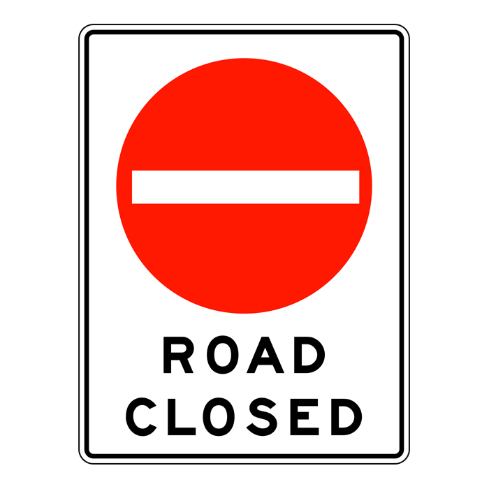 Roll Up Sign, RB92 Road Closed