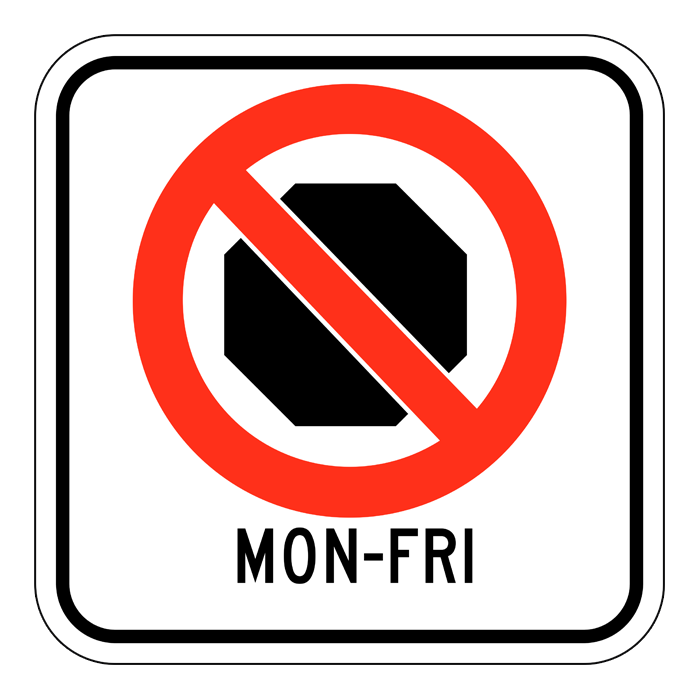 RB55A, OVERSIZED No Stopping with Restrictions, 60x60cm (formerly RB155A)