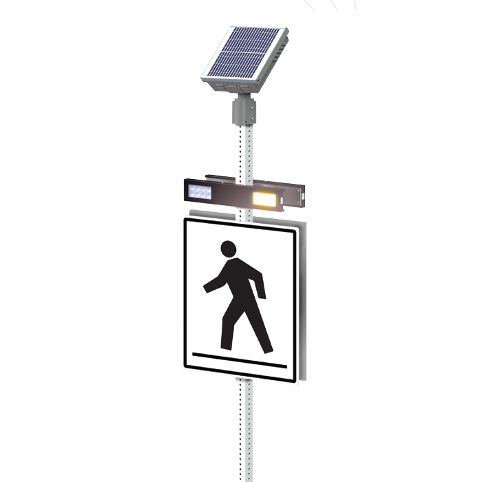 R920-E, RRFB Dual Light Bars, Round 3.5 - 4.5" OD Top Post Mount, Bulldog Push Button