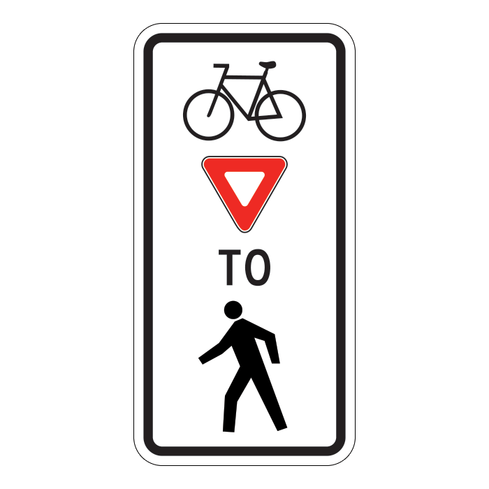 RA16, Bicycles Yield to Pedestrians, 30x60cm
