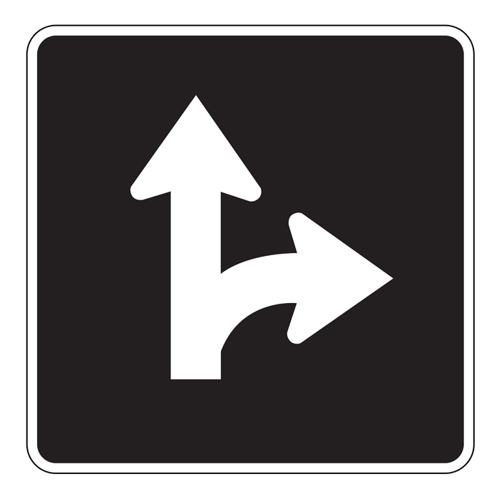 RB44, OVERSIZED Straight Through Or Right Turn Only, 75x75cm