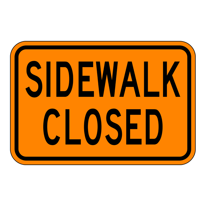 TC40T, Sidewalk Closed Tab, 45x30cm, High Intensity Grade