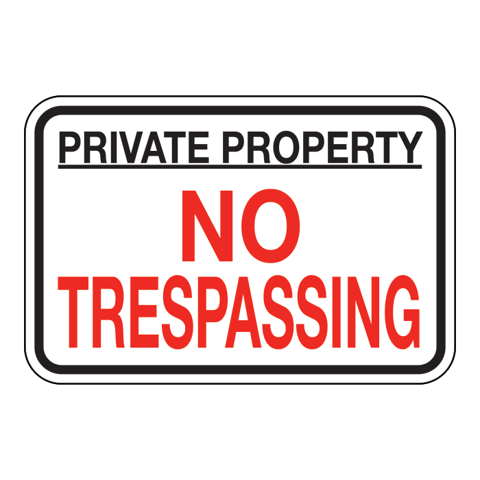 SP105 Private Property No Trespassing, 45x30cm