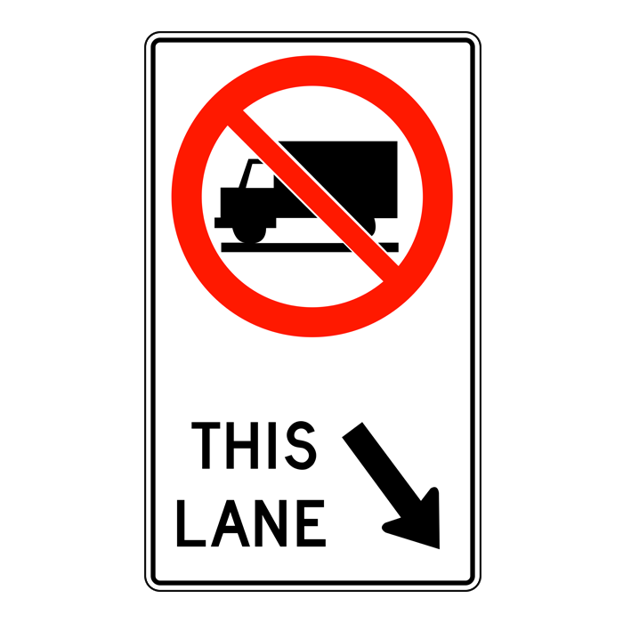RB39A, Lane Use Restriction Trucks (Ground Mounted), 90x150cm