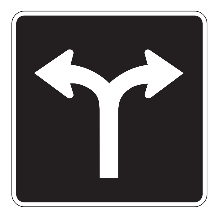 RB45, Left Or Right Turn Only, 60x60cm