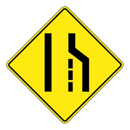 WA23R, Right Lane Ends, 75x75cm