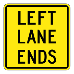 WA23LT, Left Lane Ends Tab, 60x60cm