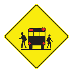 WC26, School Bus Stop Ahead, 75x75cm
