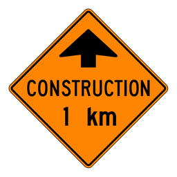 TC1A, Construction Ahead 1km, 90x90cm, Diamond Grade