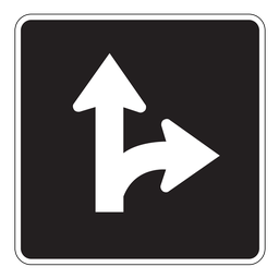 RB44, Straight Through Or Right Turn Only, 60x60cm