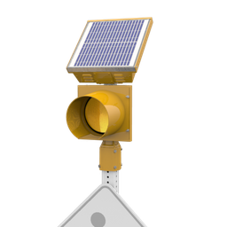 [0037180] R247-E, 24 Hour 8" Yellow Flashing Beacon, Square 2 - 2.5" or Round 2.38 - 2.88" OD Post Mount, Integrated Solar Engine Yellow