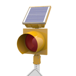 [0037641] R247-E, 24 Hour 12" Red Flashing Beacon, Square 2 - 2.5" or Round 2.38 - 2.88" OD Post Mount, Integrated Solar Engine Yellow