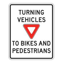 RA19, Turning Vehicles Yield to Bikes and Pedestrians, 60x75cm
