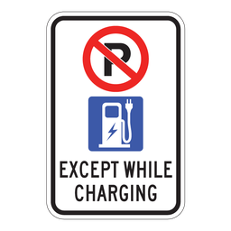 RB130, No Parking Except While Charging, 30x45cm